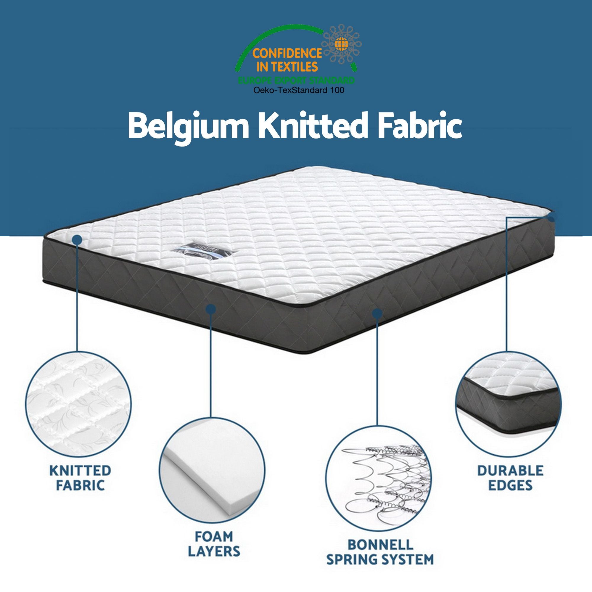 Giselle Single Mattress and Artiss Bed Frame Set White Solid Pine with 16cm Mattress-Furniture > Mattresses > Single Mattress-PEROZ Accessories