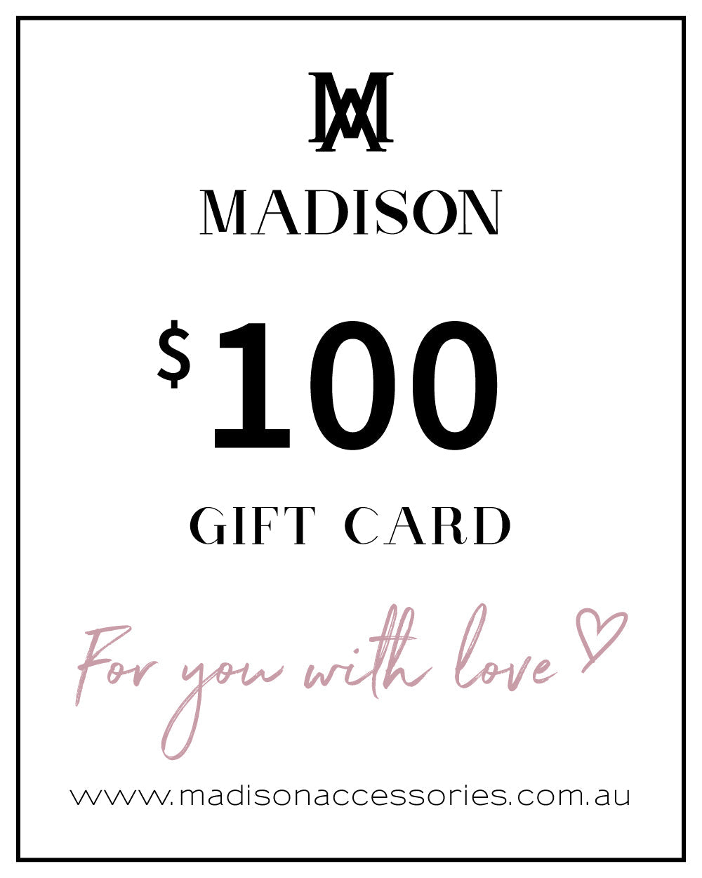Madison Accessories Gift Card $100-PEROZ Accessories