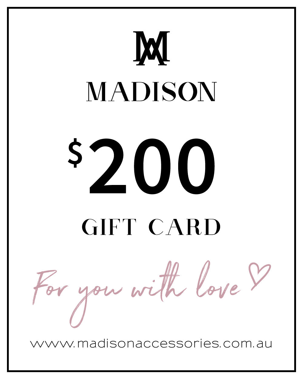 Madison Accessories Gift Card $200-PEROZ Accessories