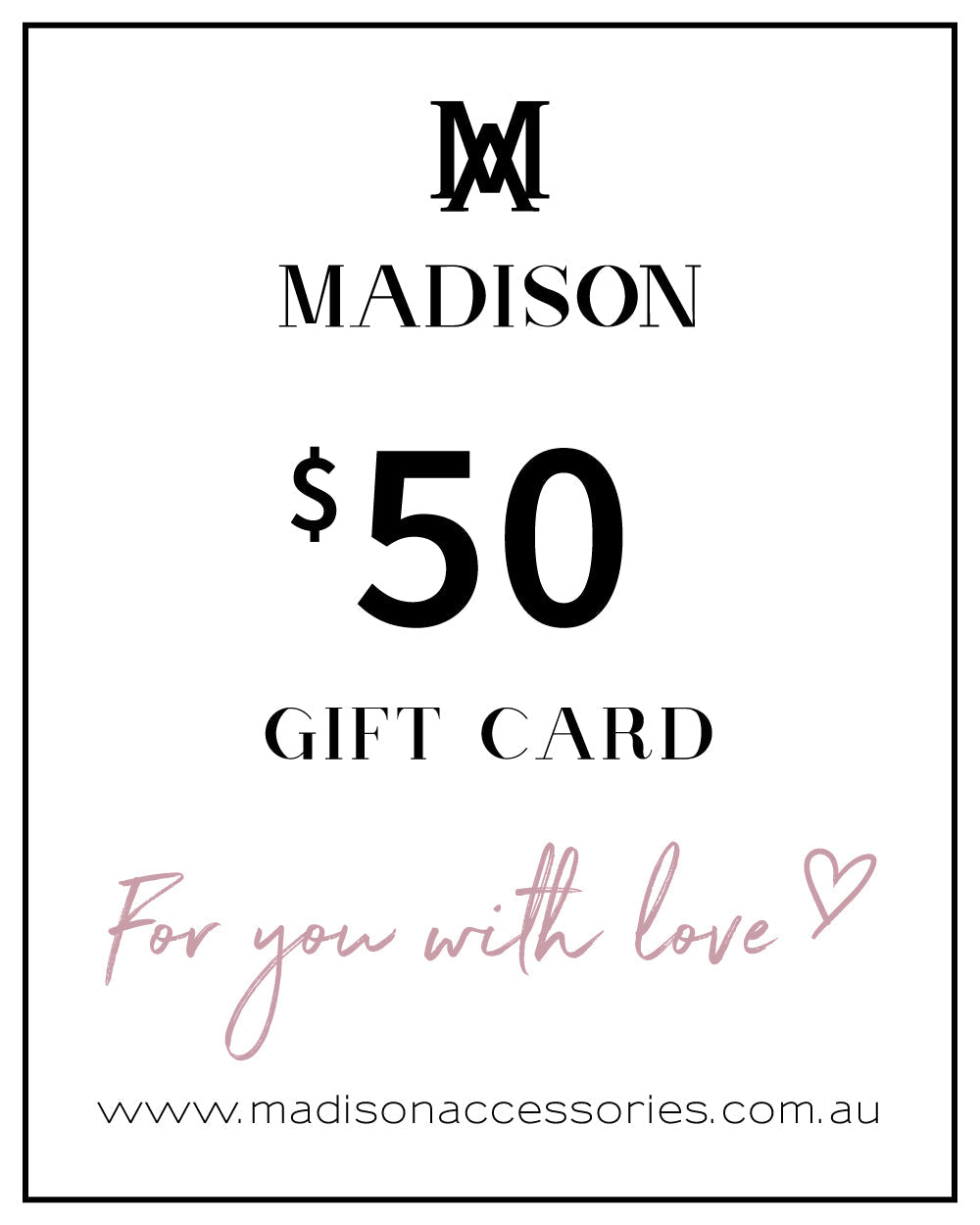 Madison Accessories Gift Card $50-PEROZ Accessories