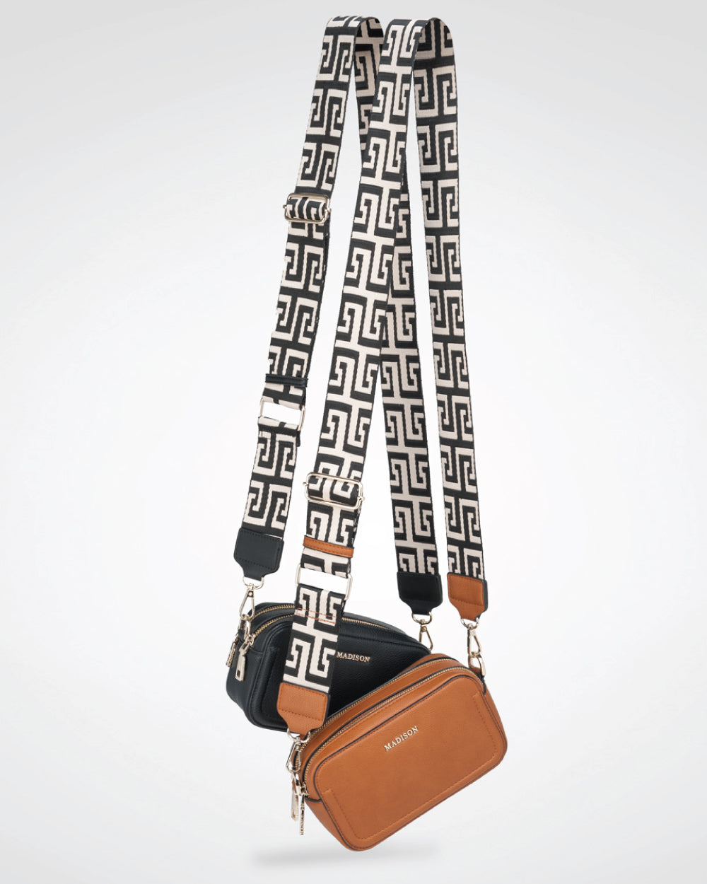 Maddie Double Zip Camera Crossbody Bag + Graphic Bag Strap-PEROZ Accessories