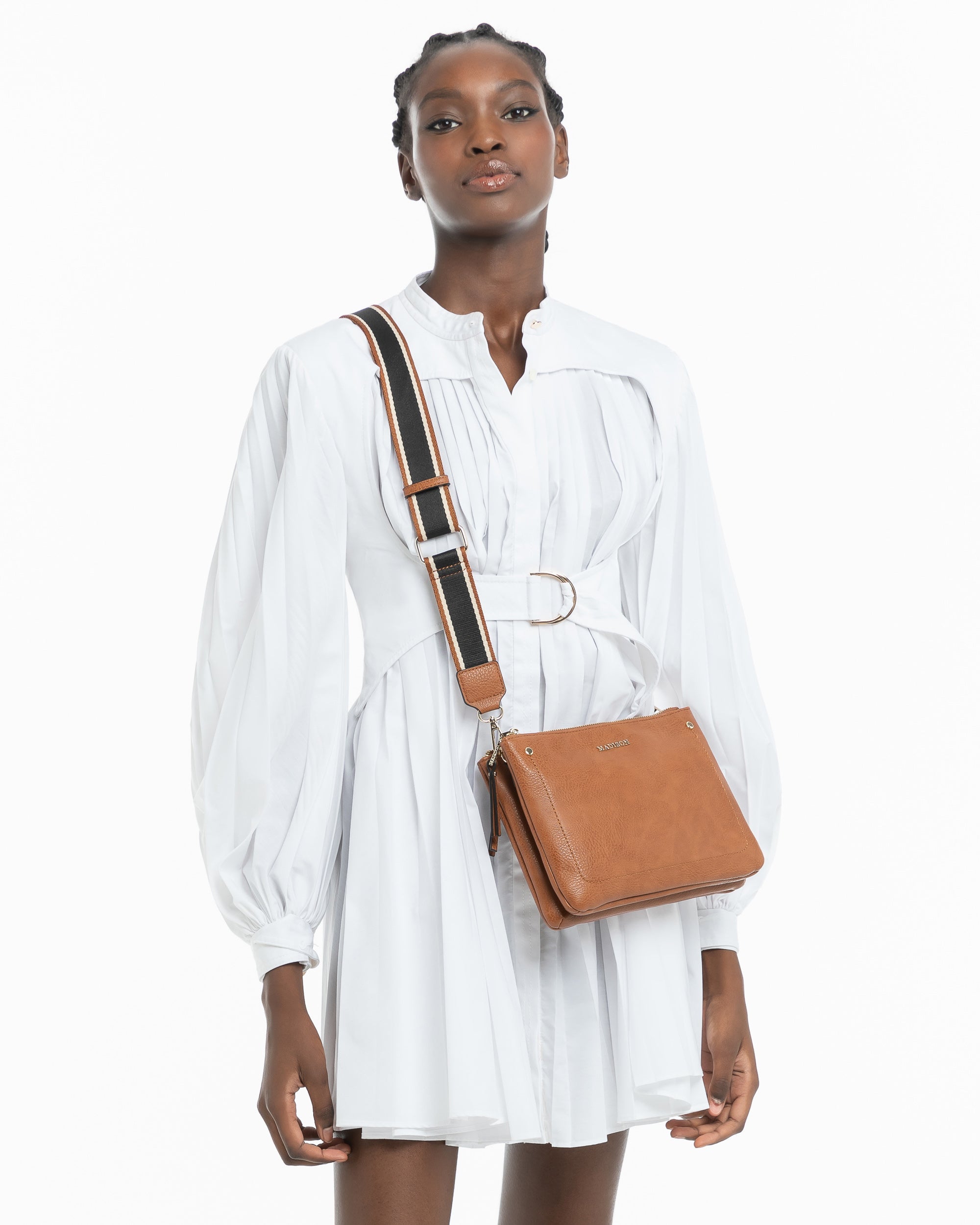Charlotte Double Zip Crossbody Bag + Stripe Bag Strap-PEROZ Accessories