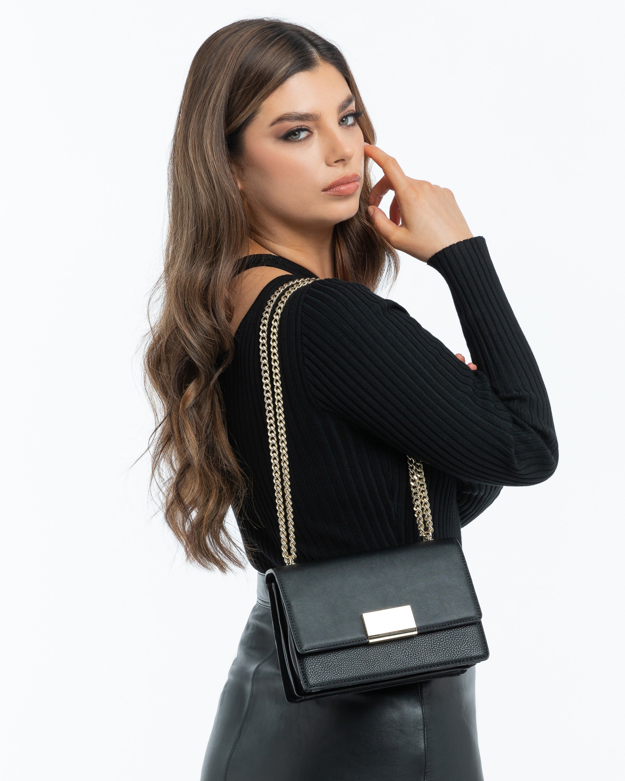 Diana Fold Over Chain Strap Shoulder Bag-PEROZ Accessories