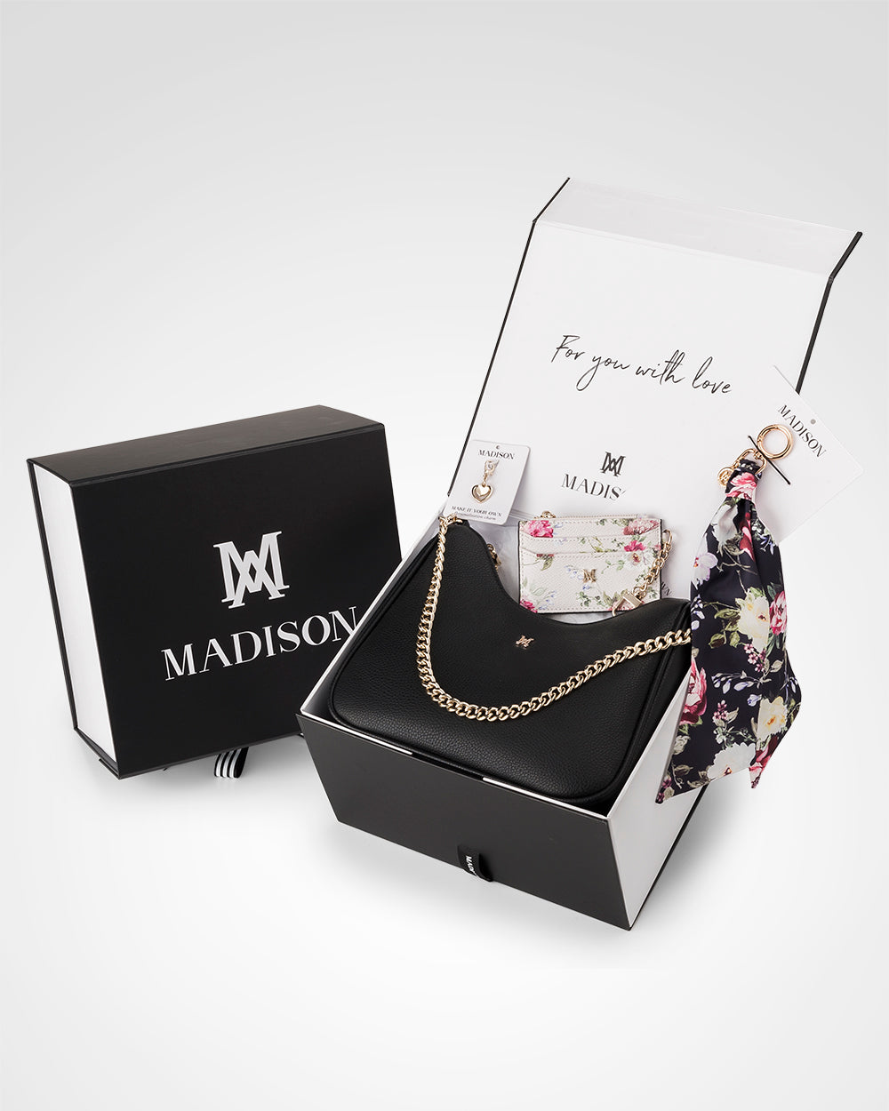 Olivia 4 Piece Giftbox - Handbag, Scarf, Cardholder & Personalisation Charm-PEROZ Accessories