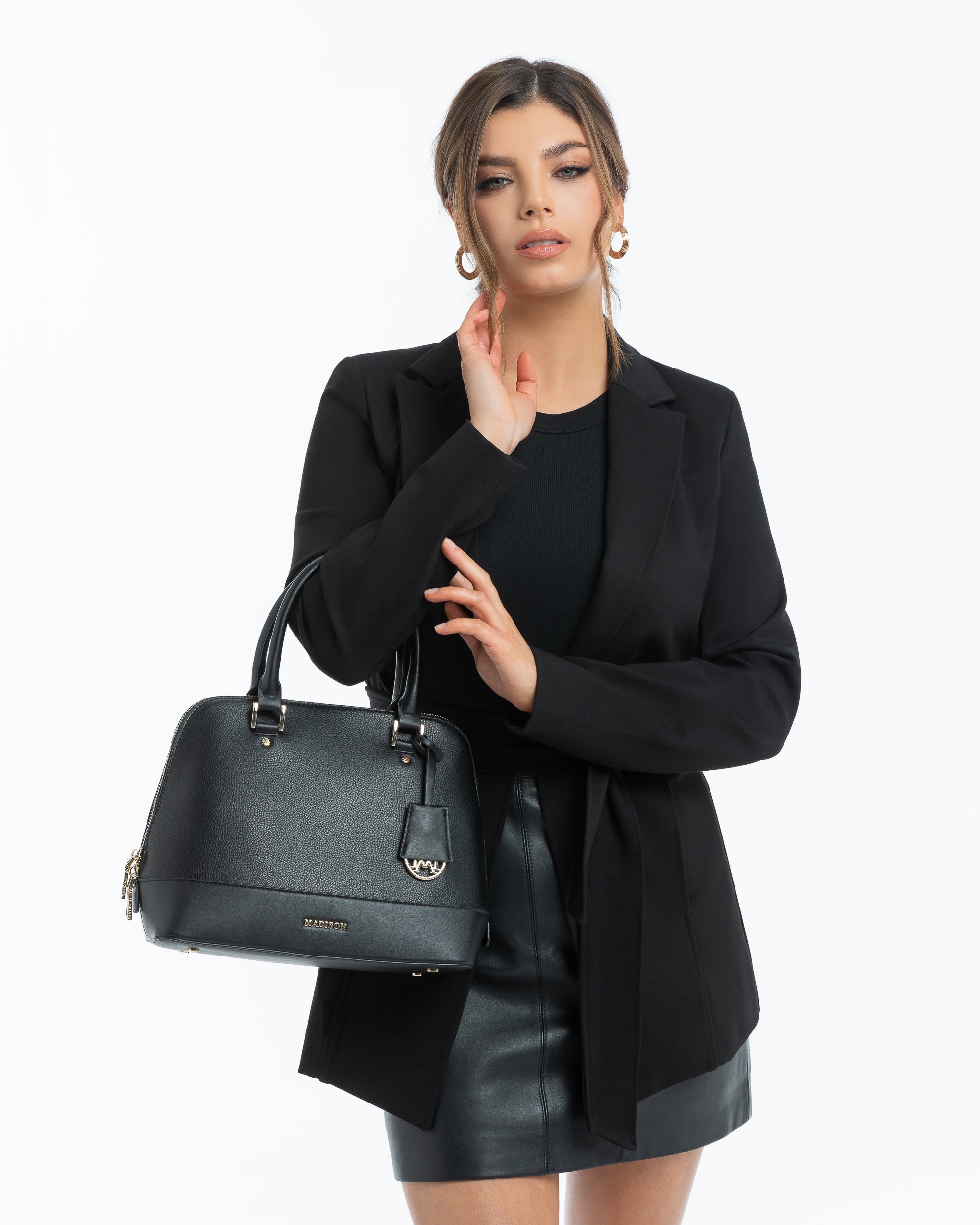 Grace Medium Dome Satchel Bag + Scarf Charm-PEROZ Accessories
