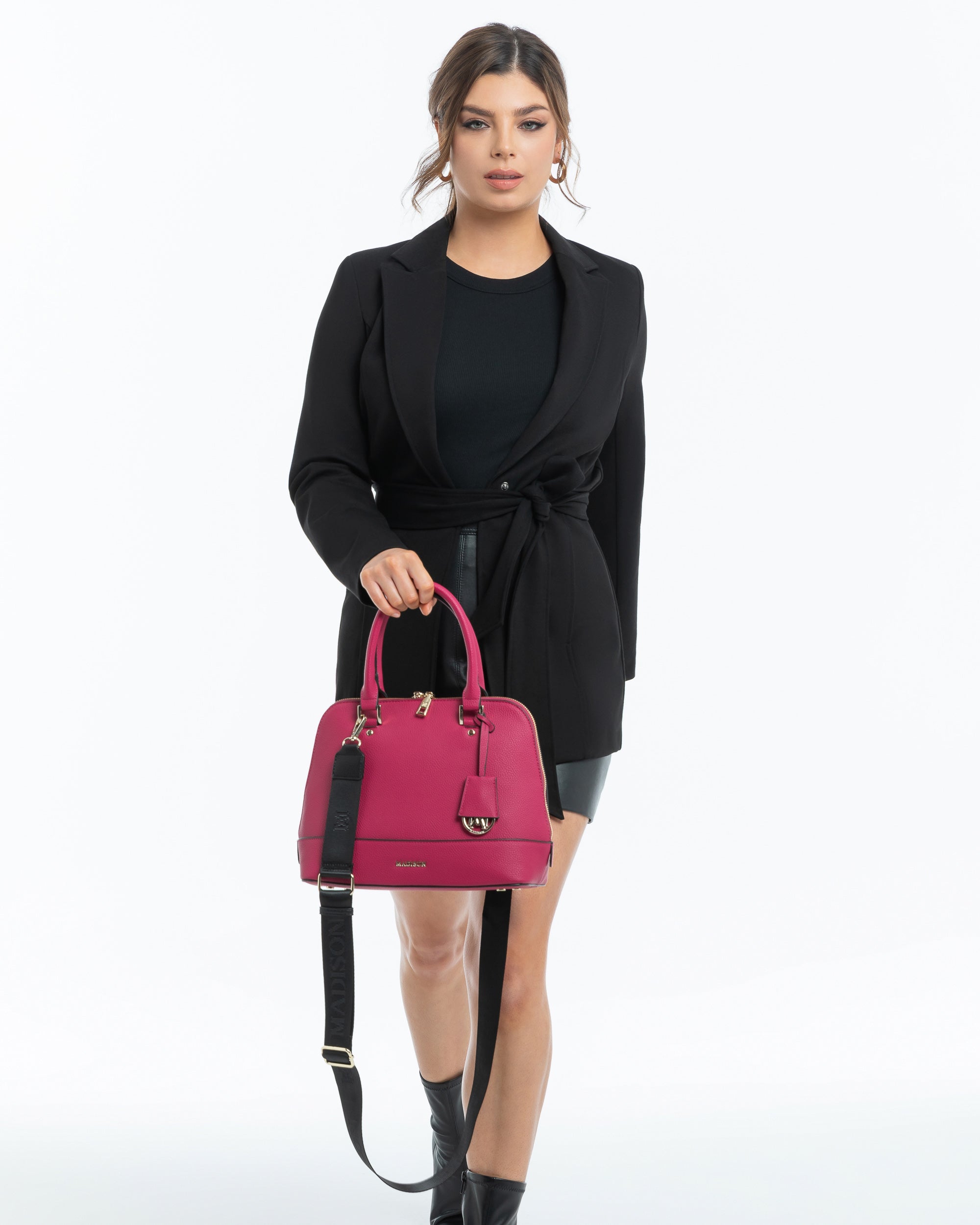 Grace Medium Dome Satchel Bag + Monogram Bag Strap-PEROZ Accessories