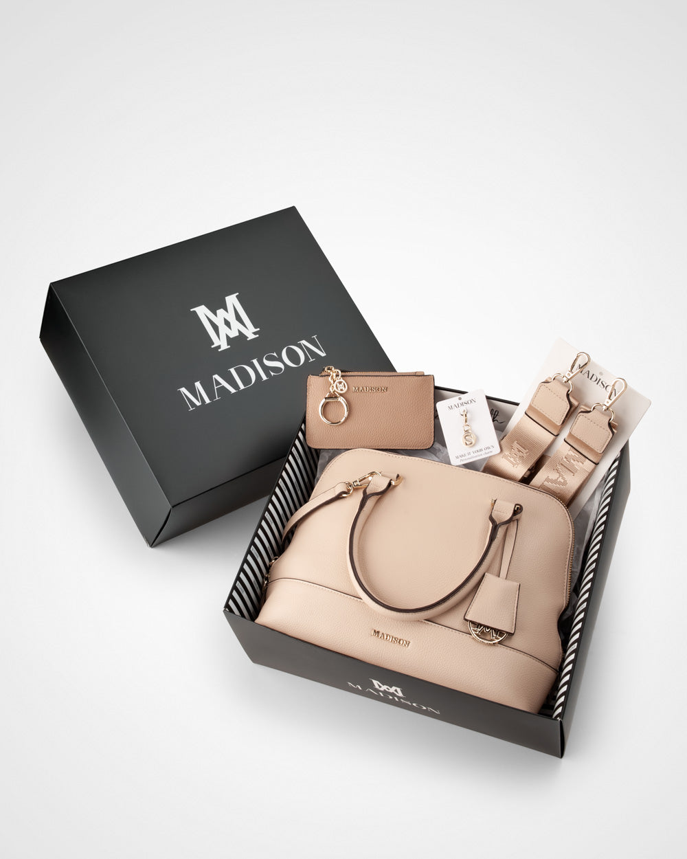 Grace 4 Piece Giftbox - Handbag, Bag Strap, Cardholder & Personalisation Charm-PEROZ Accessories
