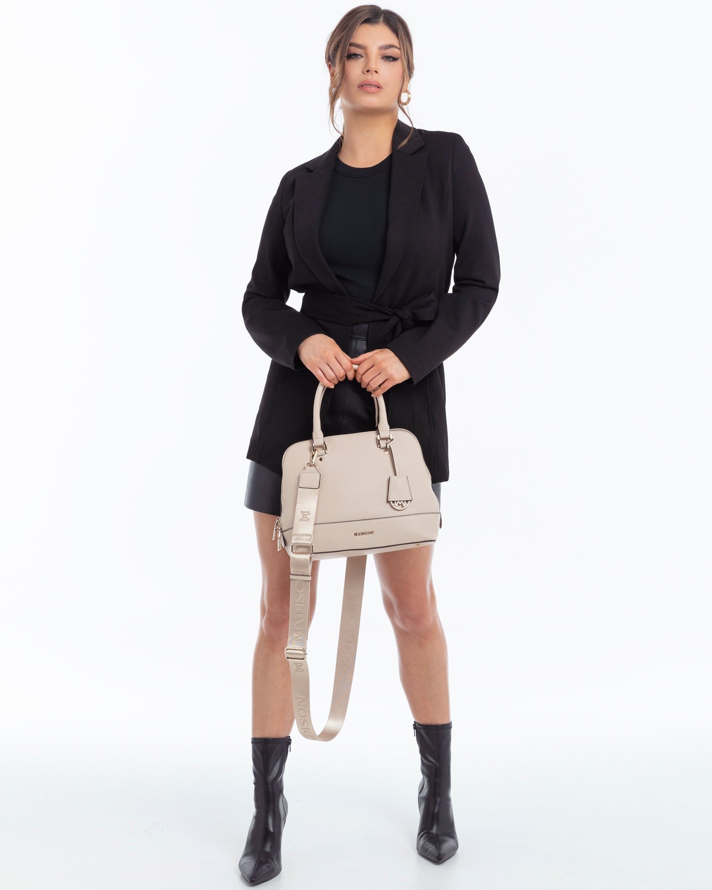 Grace Medium Dome Satchel Bag + Monogram Bag Strap-Satchel Bags-PEROZ Accessories
