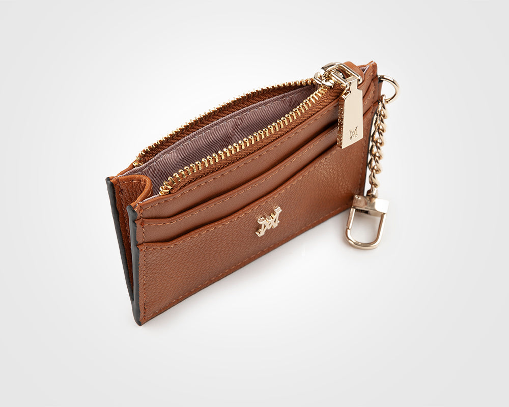 Hannah Zip Card Case With Chain Clip-Wallets-PEROZ Accessories