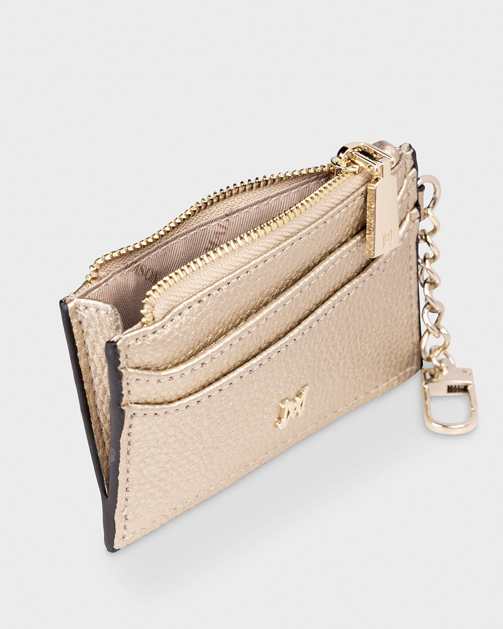 Hannah Zip Card Case With Chain Clip-Wallets-PEROZ Accessories