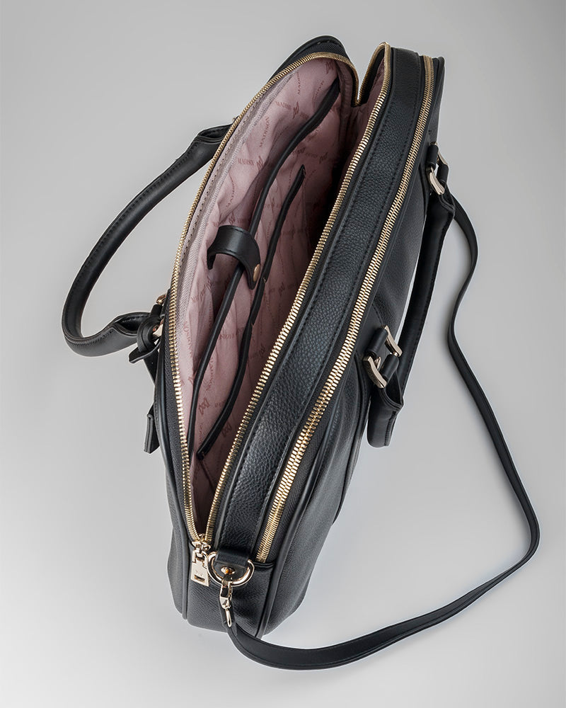 Trudi Double Zip Top Laptop Bag With Crossbody Strap-PEROZ Accessories