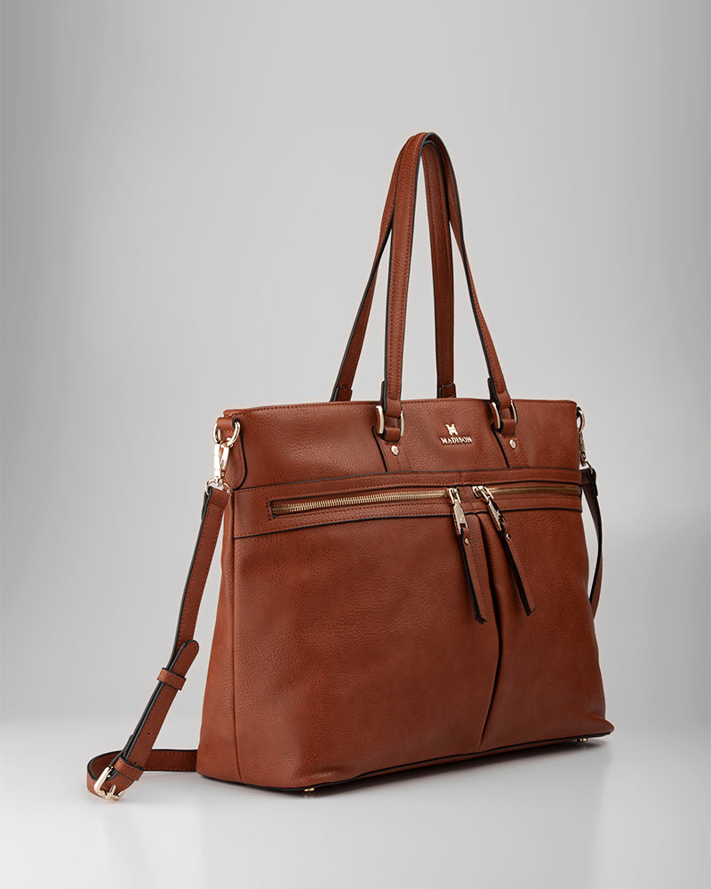 Trish Laptop Tote Work Bag With Crossbody Strap-PEROZ Accessories