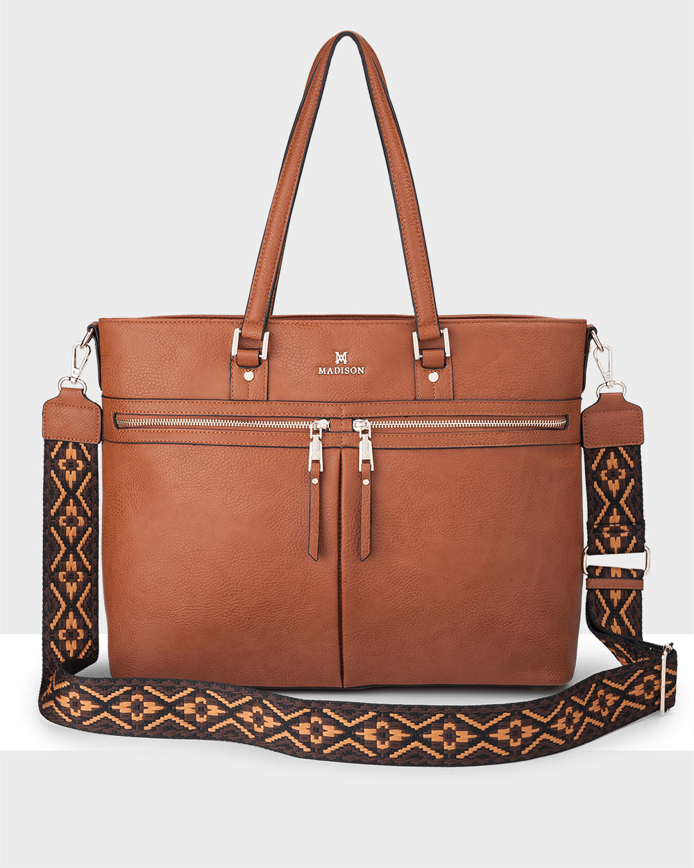 Trish Laptop Tote Work Bag + Aztec Strap-Handbags-PEROZ Accessories