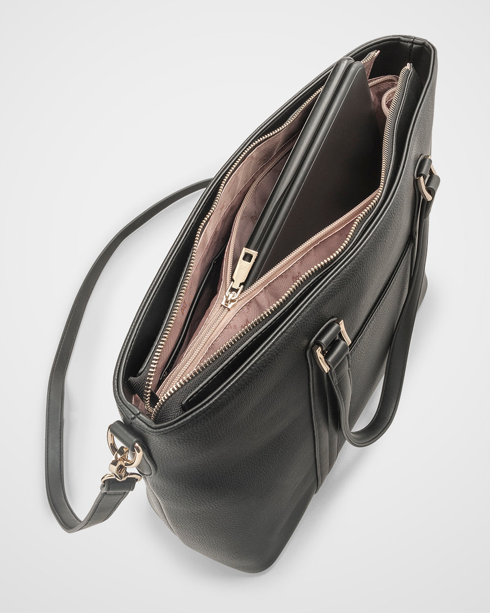 Tara Laptop Tote Work Bag + Monogram Bag Strap-Handbags-PEROZ Accessories