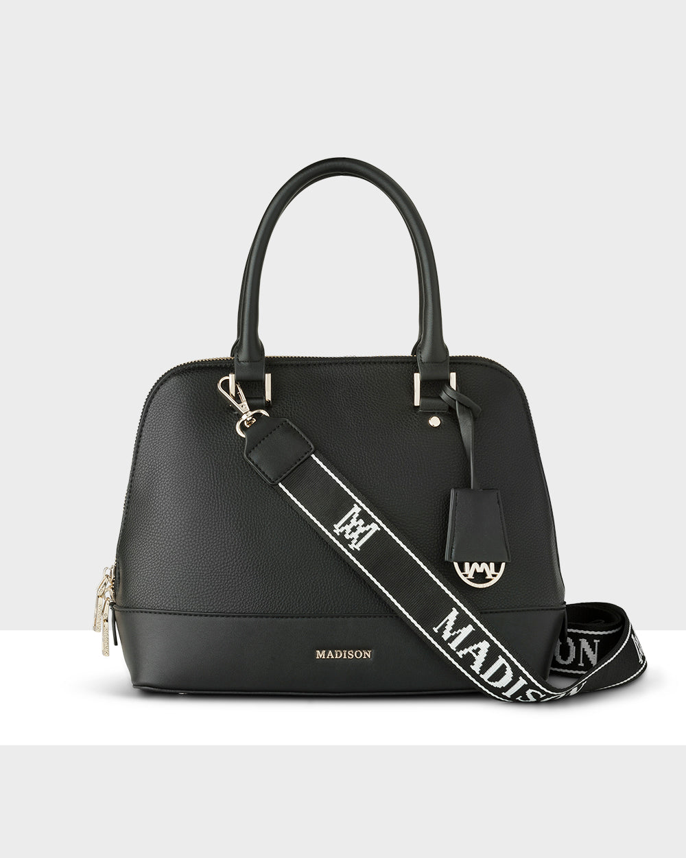 Grace Medium Dome Satchel Bag + Monogram Stripe Bag Strap-Handbags-PEROZ Accessories