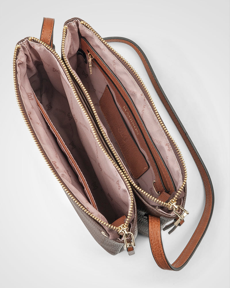 Charlotte Double Zip Crossbody Bag-PEROZ Accessories