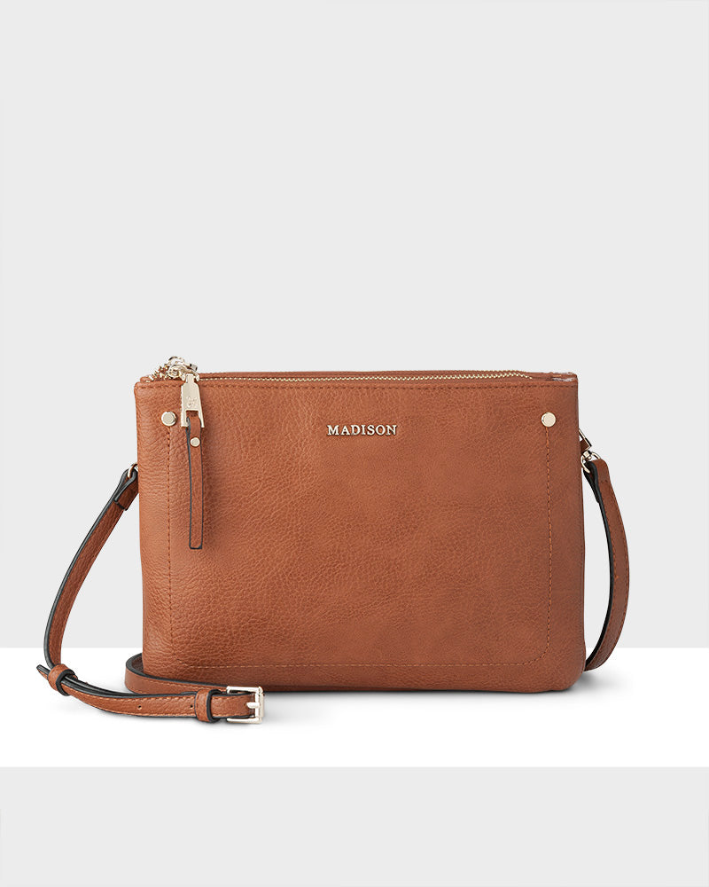 Charlotte Double Zip Crossbody Bag + Stripe Bag Strap-PEROZ Accessories