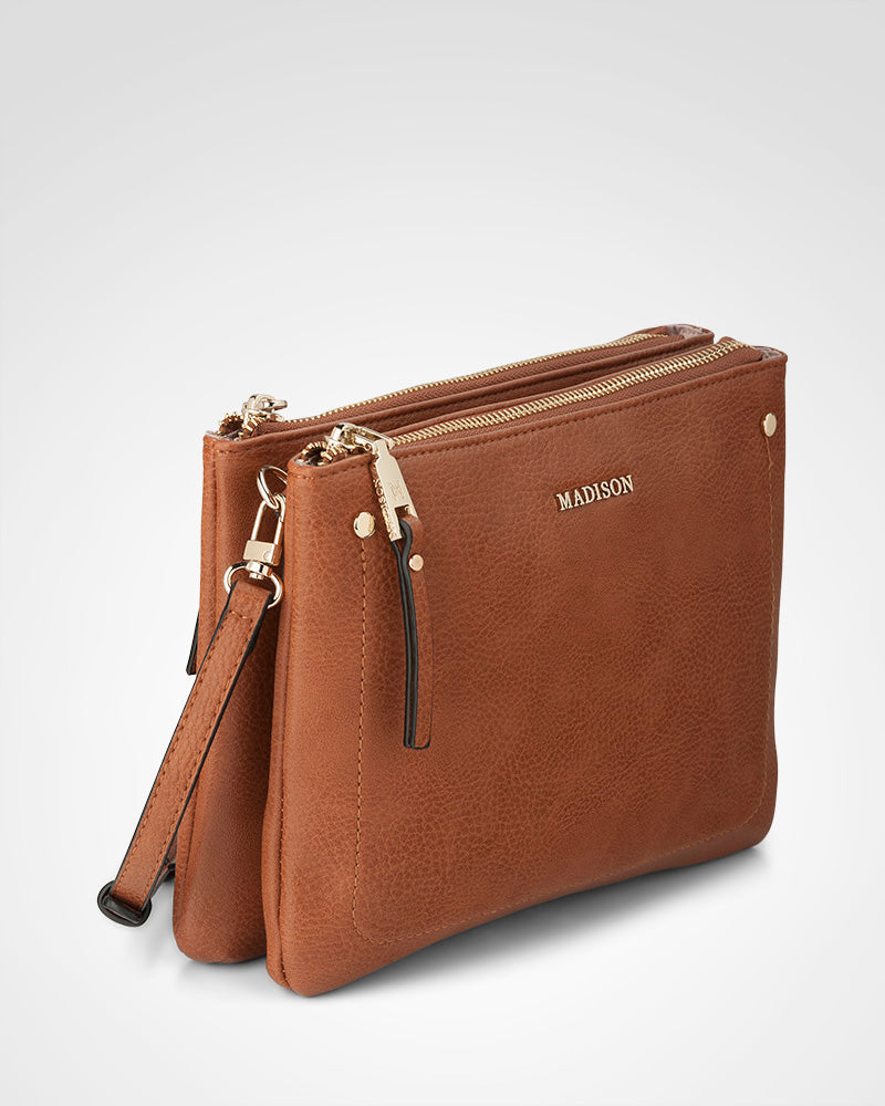 Charlotte Double Zip Crossbody Bag + Graphic Bag Strap-PEROZ Accessories