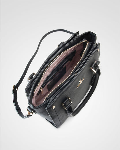 Angie Medium 3 Compartment Satchel Bag + Monogram Bag Strap-PEROZ Accessories