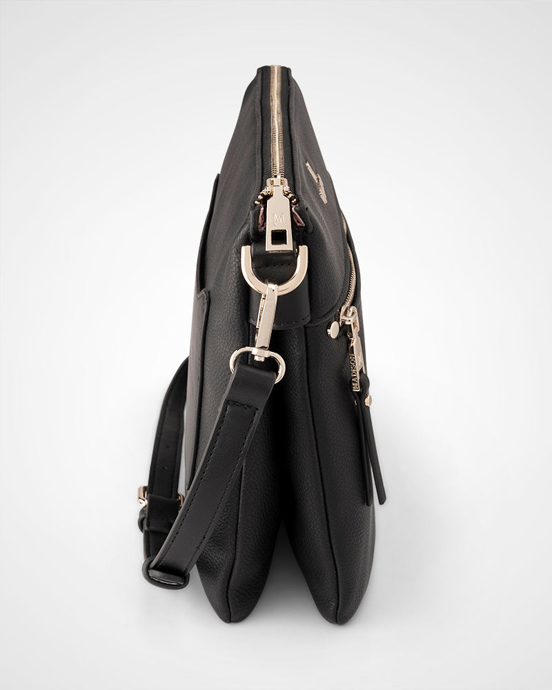 Renee Zip Top 2 Compartment Crossbody Bag + Monogram Bag Strap-Handbags-PEROZ Accessories