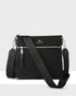 Renee Nylon Zip Top 2 Compartment Crossbody Bag + Monogram Bag Strap-Handbags-PEROZ Accessories