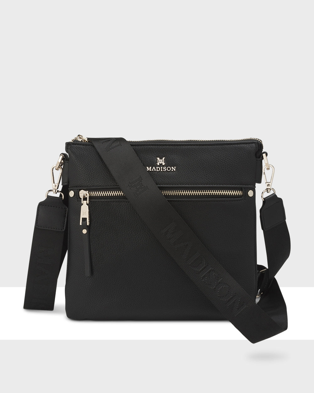 Renee Zip Top 2 Compartment Crossbody Bag + Monogram Bag Strap-Handbags-PEROZ Accessories