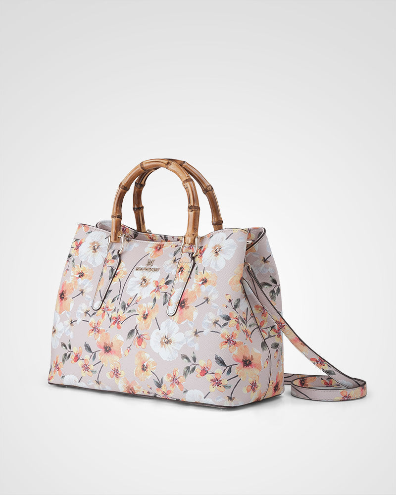 Eve Zip Top Satchel Bag With Bamboo Handle-PEROZ Accessories