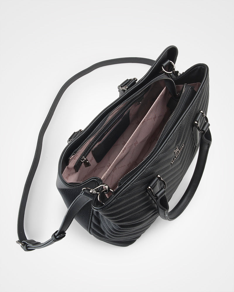 Eve V-Stitch Zip Top Satchel Bag-PEROZ Accessories