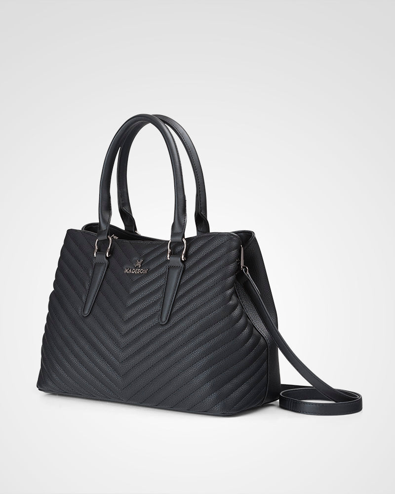 Eve V-Stitch Zip Top Satchel Bag-PEROZ Accessories