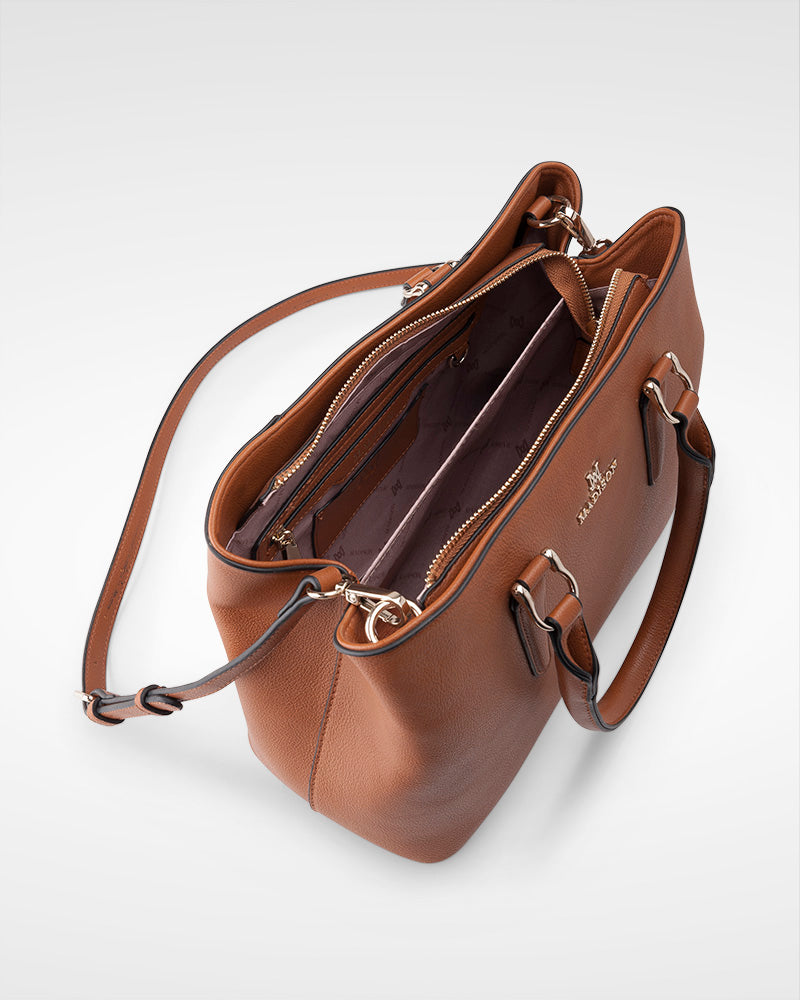 Eve Zip Top Satchel Bag With Bamboo Handle-PEROZ Accessories