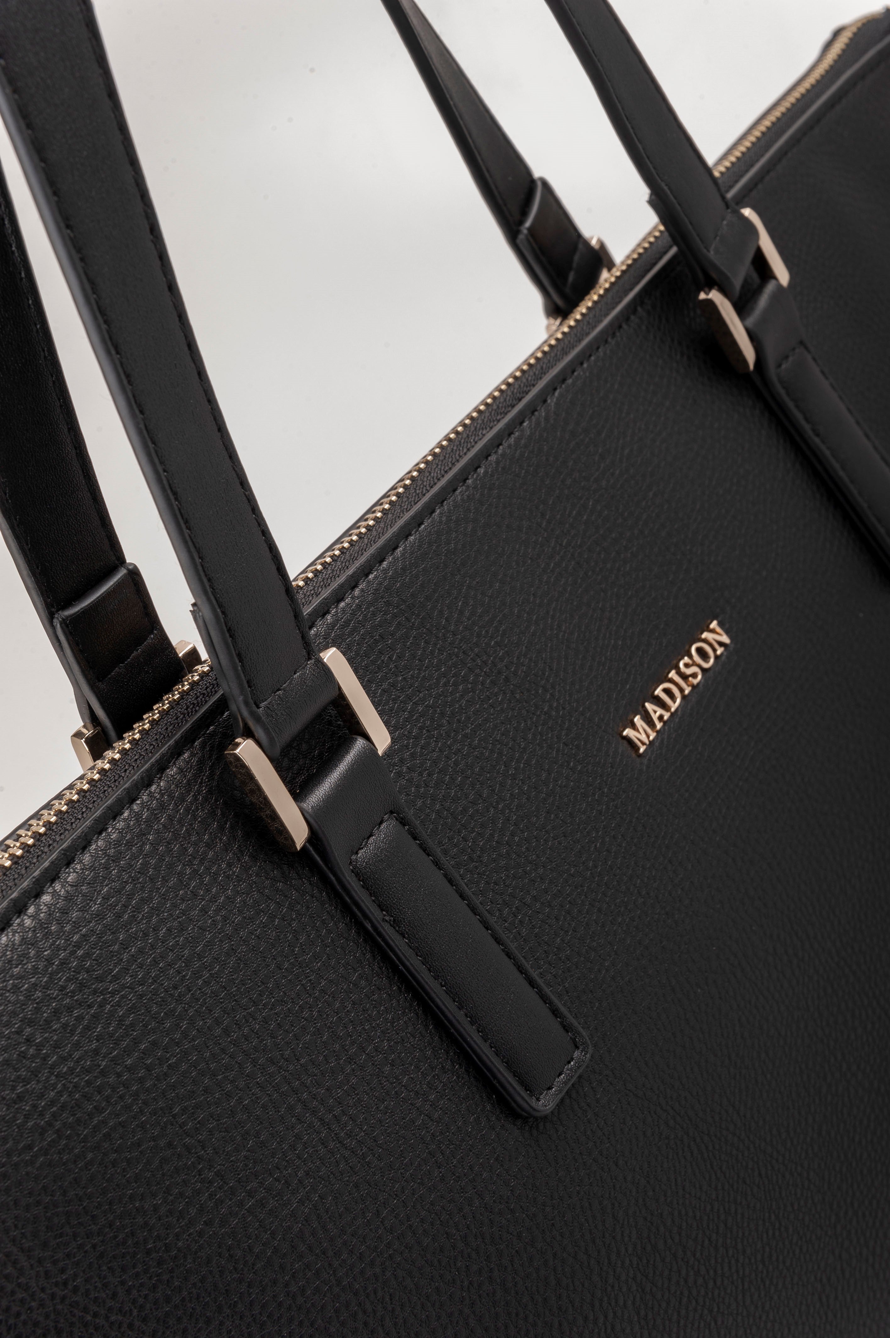 Inga Large Zip Top Tote Bag With Laptop Pocket + Monogram Bag Strap-Handbags-PEROZ Accessories