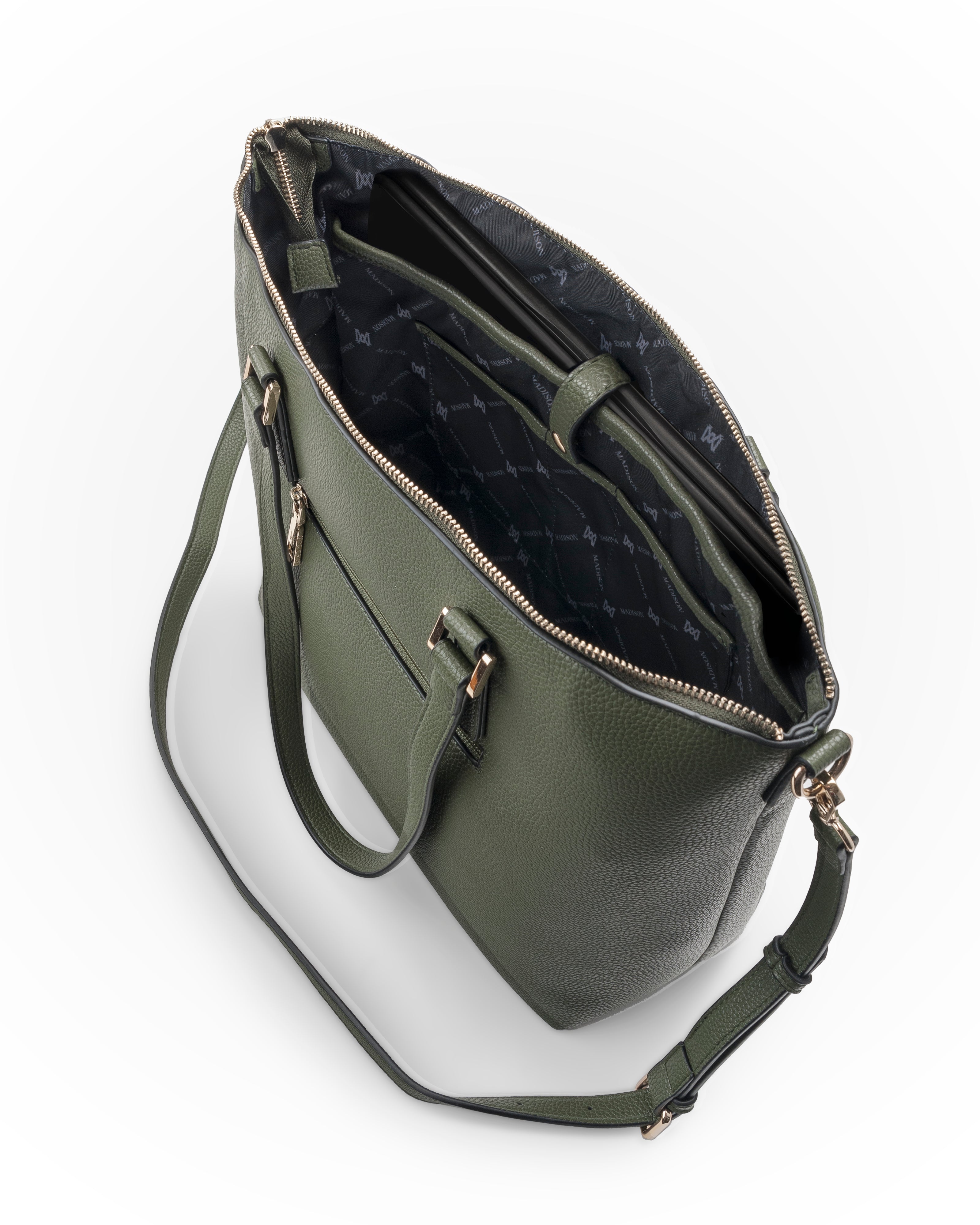 Inga Large Zip Top Tote Bag With Laptop Pocket-Handbags-PEROZ Accessories