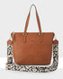Inga Large Zip Top Tote Bag With Laptop Pocket + Leopard Bag Strap-Handbags-PEROZ Accessories