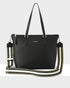 Inga Large Zip Top Tote Bag With Laptop Pocket + Metallic Stripe Bag Strap-Handbags-PEROZ Accessories