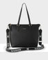 Inga Large Zip Top Tote Bag With Laptop Pocket + Monogram Stripe Bag Strap-Handbags-PEROZ Accessories