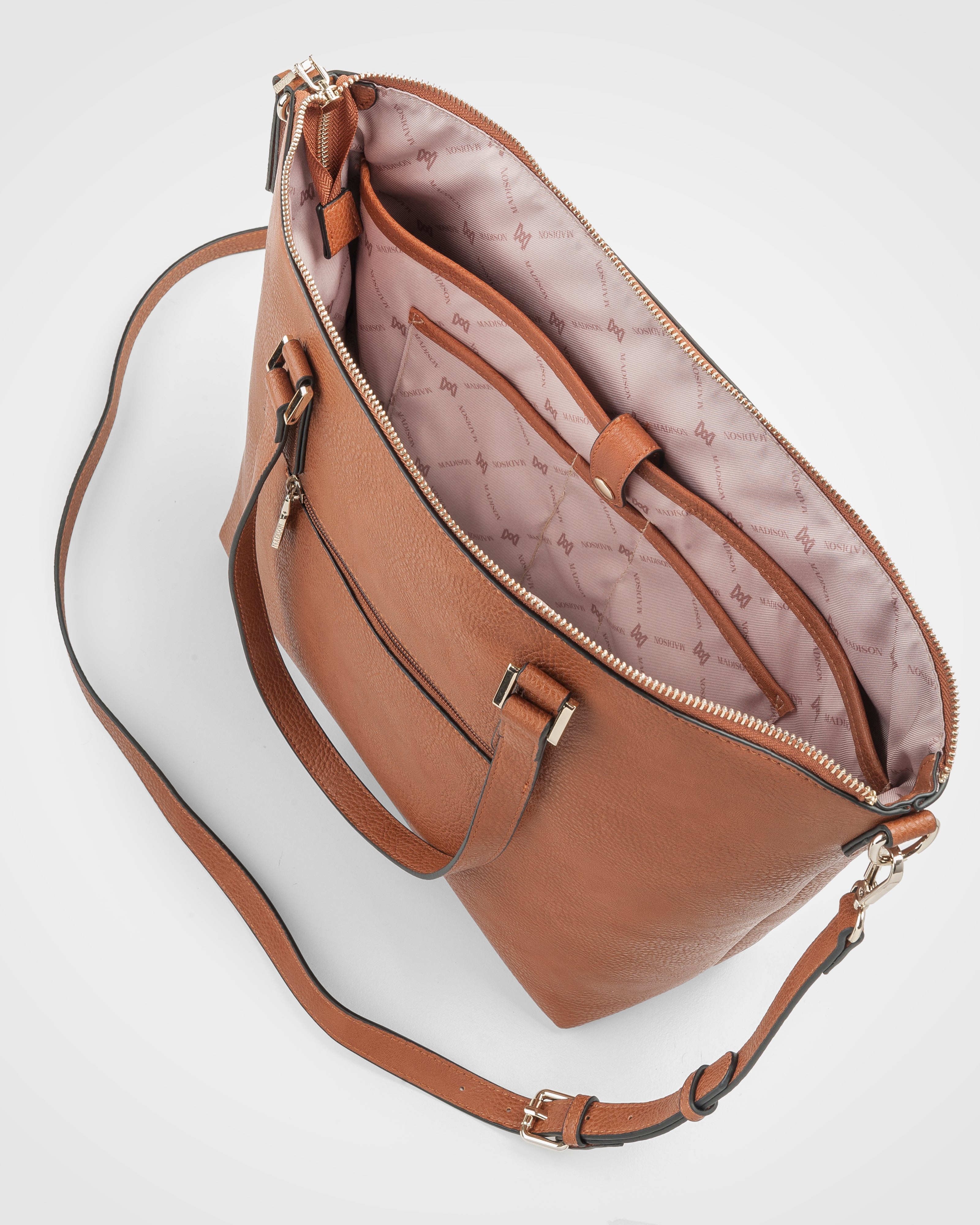 Inga Large Zip Top Tote Bag With Laptop Pocket + Aztec Bag Strap-Handbags-PEROZ Accessories