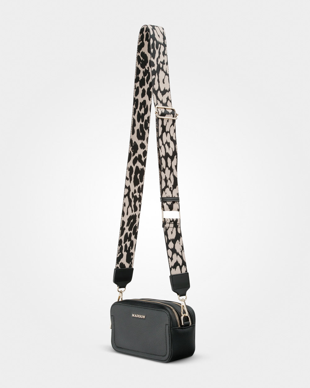 Maddie Double Zip Camera Crossbody Bag + Leopard Bag Strap-PEROZ Accessories