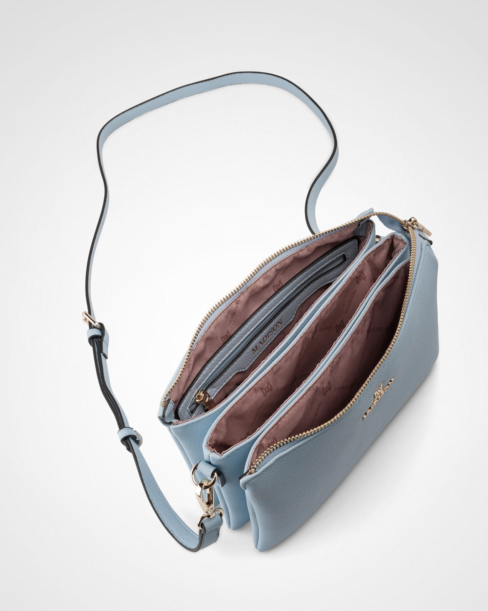 Avery 3 Compartment Crossbody Bag + Stripe Bag Strap-Handbags-PEROZ Accessories