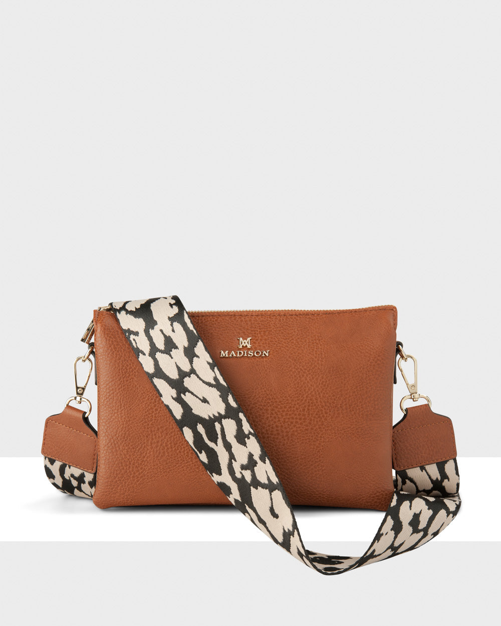 Avery 3 Compartment Crossbody Bag + Leopard Bag Strap-Handbags-PEROZ Accessories