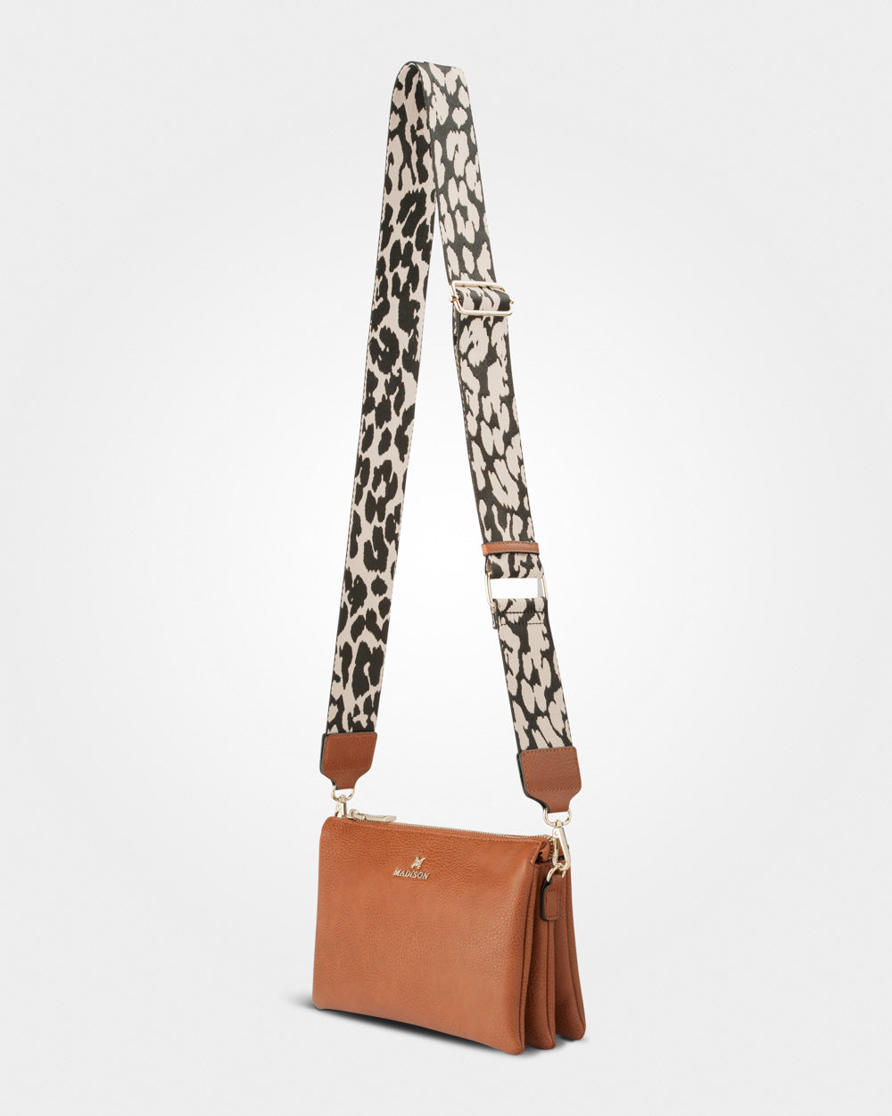 Avery 3 Compartment Crossbody Bag + Leopard Bag Strap-Handbags-PEROZ Accessories