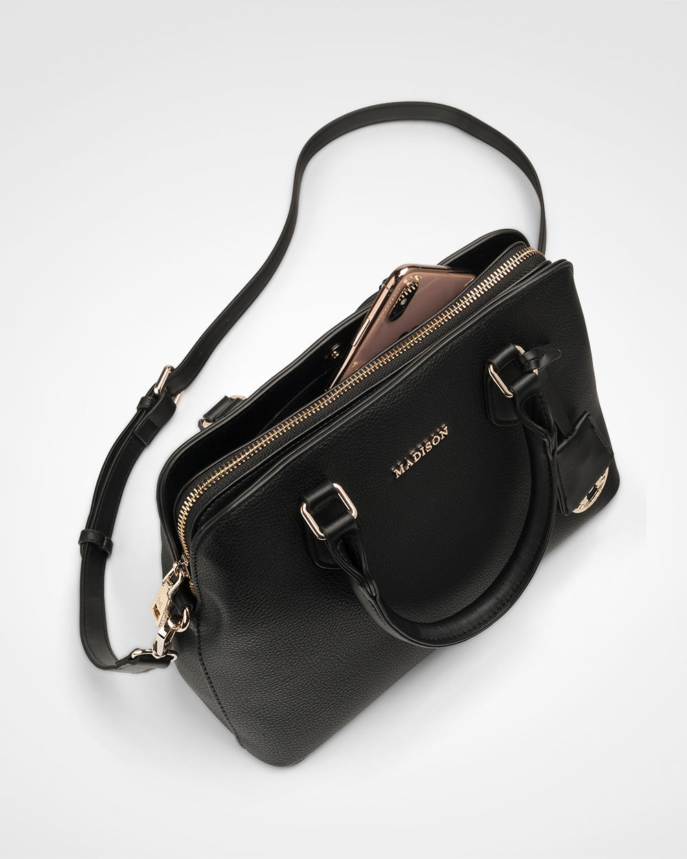 Tilli 3 Compartment Curve Top Satchel Bag + Zebra Pattern Strap-PEROZ Accessories