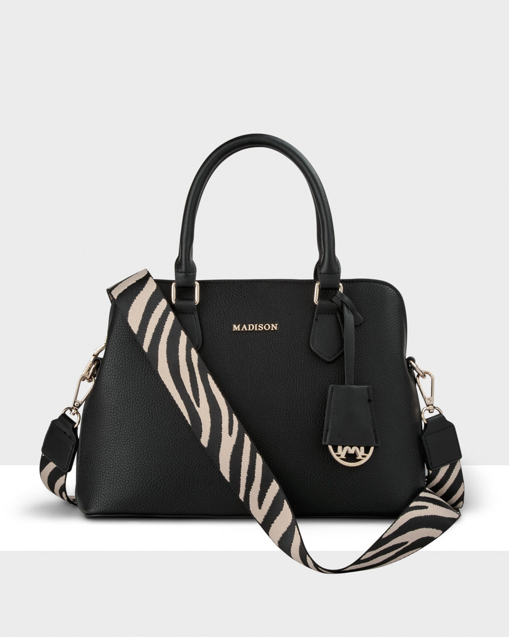 Tilli 3 Compartment Curve Top Satchel Bag + Zebra Pattern Strap-PEROZ Accessories