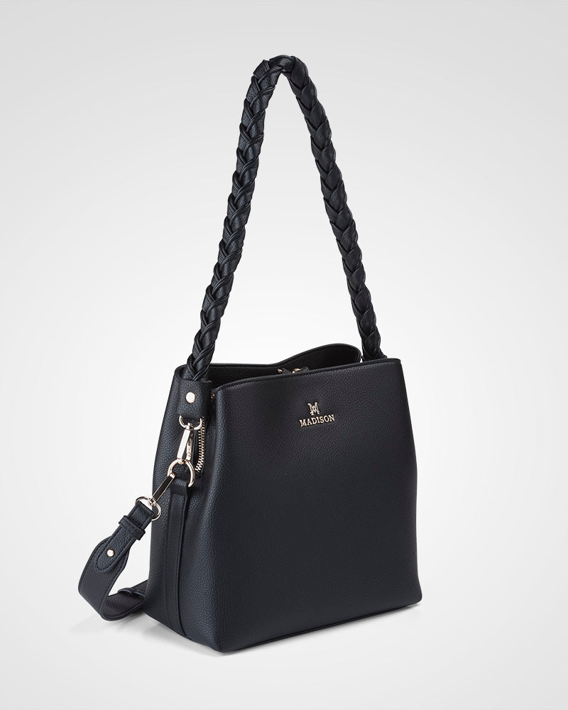 Joanie 3 Compartment Crossbody Bucket Bag + Plait Strap-PEROZ Accessories