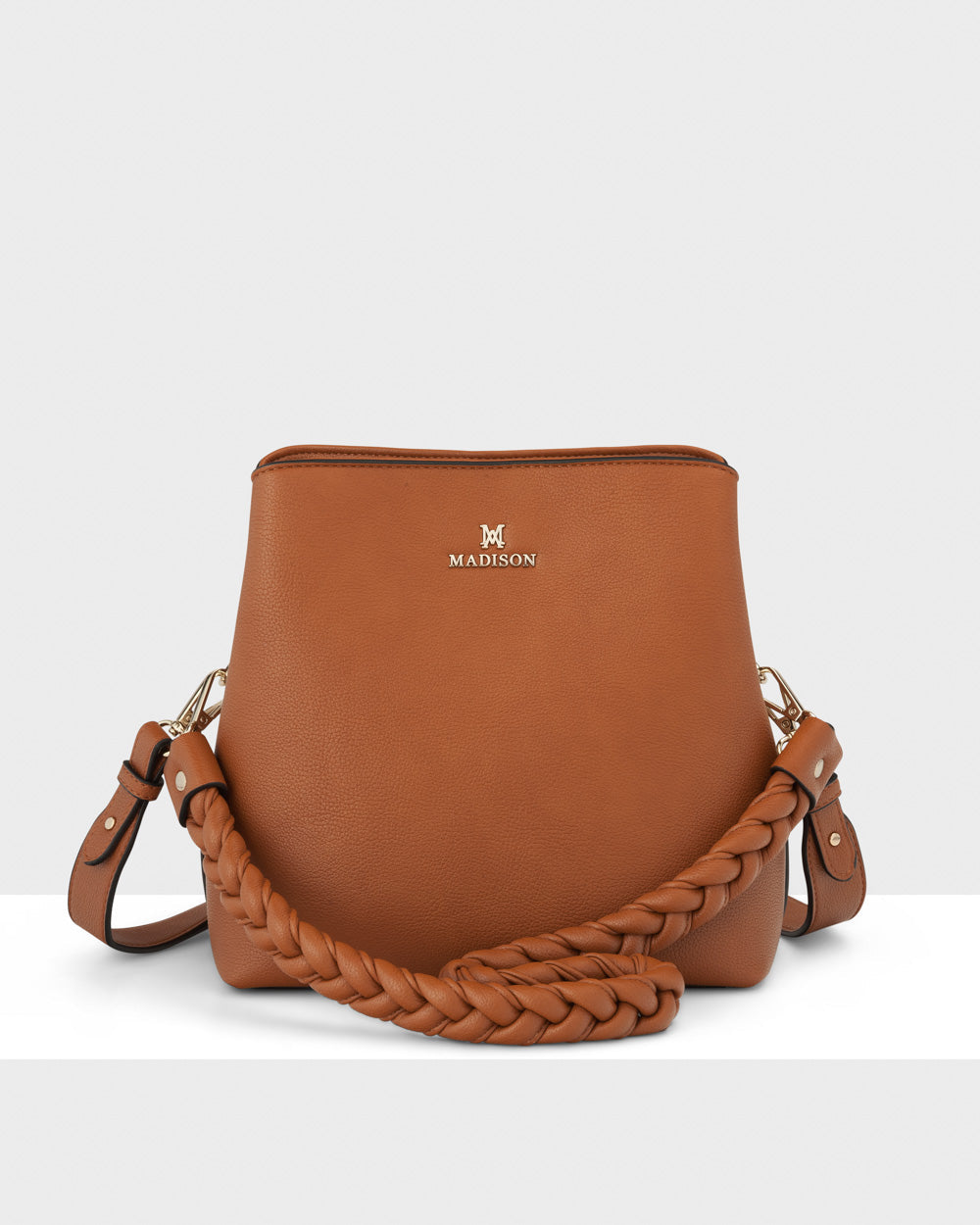 Joanie 3 Compartment Crossbody Bucket Bag + Plait Strap-PEROZ Accessories