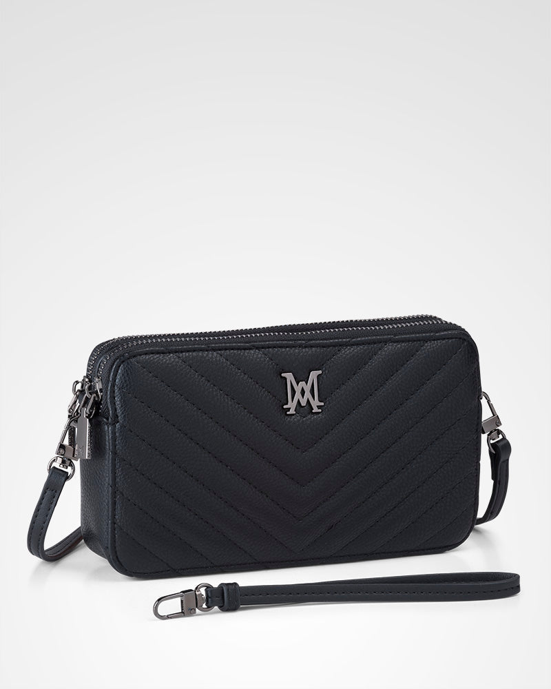 Zoe V-Stitch Slim Double Zip Camera Bag With Detachable Wrist Strap-PEROZ Accessories