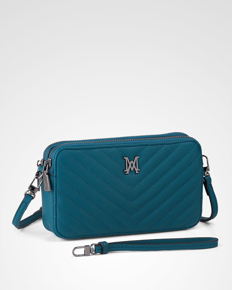 Zoe V-Stitch Slim Double Zip Camera Bag With Detachable Wrist Strap-PEROZ Accessories