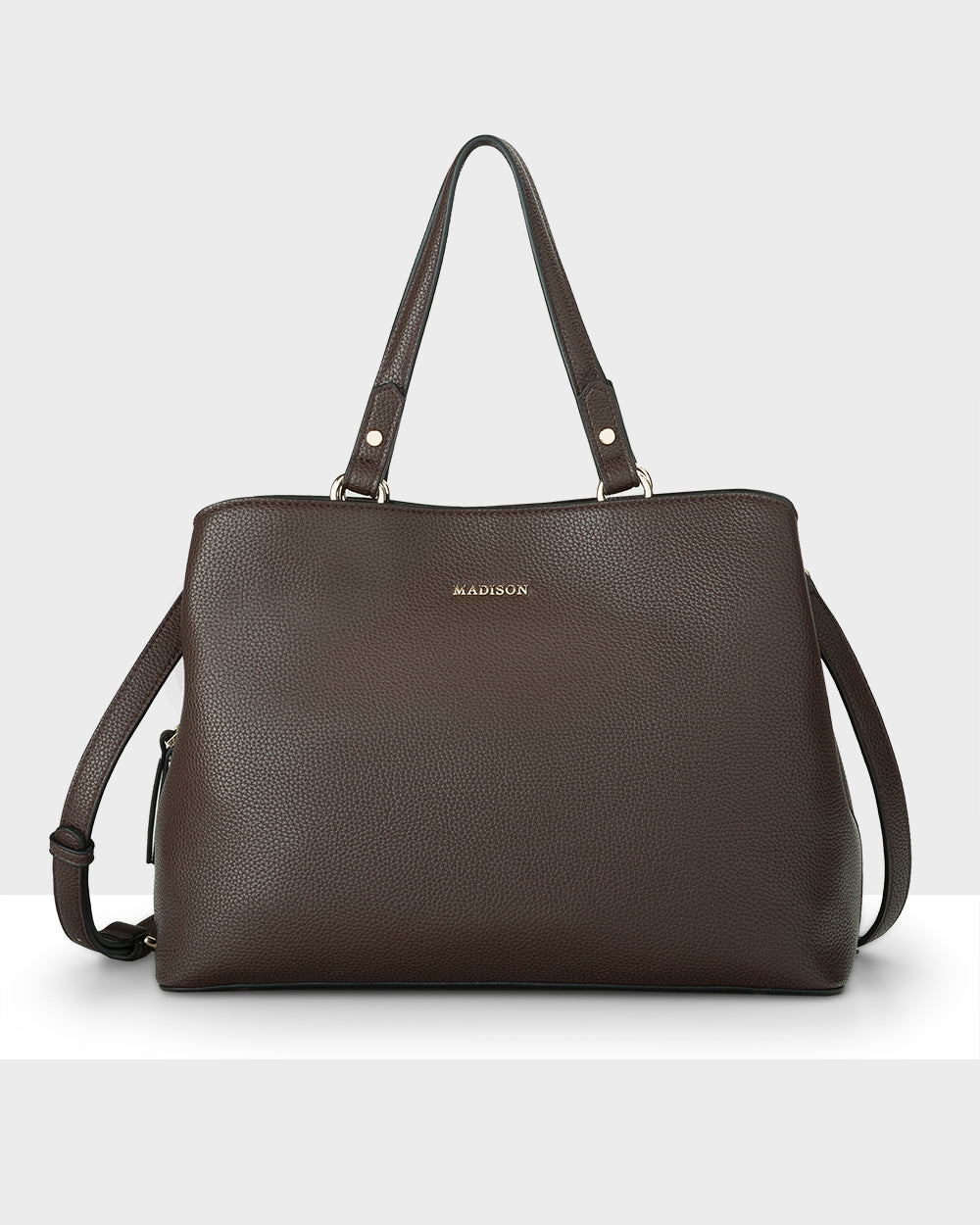 Katherine Medium Satchel With 3 Compartments & Crossbody Strap-Handbags-PEROZ Accessories