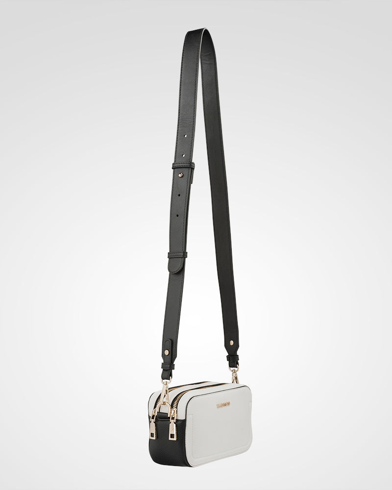 Maddie Double Zip Camera Crossbody Bag + Metallic Stripe Bag Strap-Handbags-PEROZ Accessories