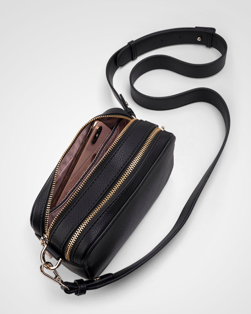 Maddie Double Zip Camera Crossbody Bag + Leopard Bag Strap-PEROZ Accessories