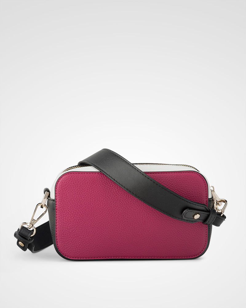 Maddie Double Zip Camera Crossbody Bag With Wide Strap-PEROZ Accessories